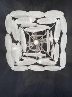 Vintage Italian Murano Chandelier with 36 White Disks, 1979-FHZ-974579