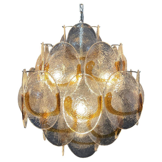 Vintage Italian Murano Chandelier with 6 Amber Shells, 1990s