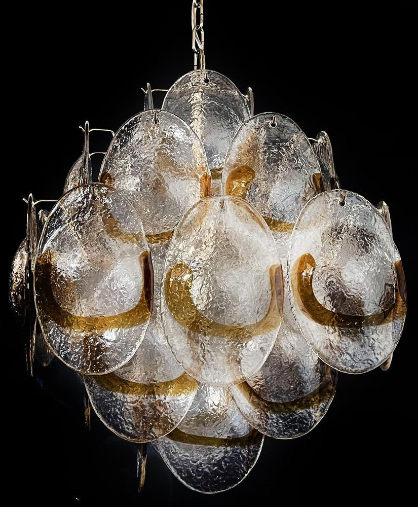 Vintage Italian Murano Chandelier with 6 Amber Shells, 1990s