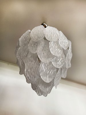 Vintage Italian Murano Chandelier with Frosted Carved Glass Leaves, 1990s-FHZ-1818530