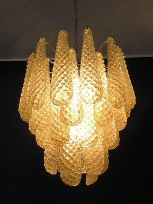 Vintage Italian Murano Glass Ceiling Lamp with 41 Amber Glass Petals, 1981-FHZ-659616