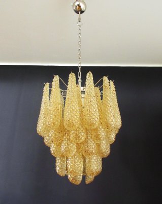 Vintage Italian Murano Glass Ceiling Lamp with 41 Amber Glass Petals, 1981-FHZ-659616