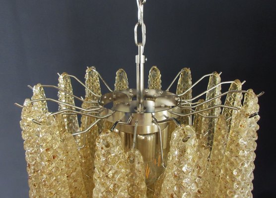 Vintage Italian Murano Glass Ceiling Lamp with 41 Amber Glass Petals, 1981-FHZ-659616