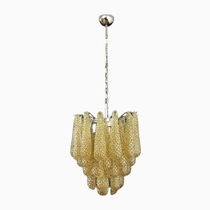 Vintage Italian Murano Glass Ceiling Lamp with 41 Amber Glass Petals, 1981-FHZ-659616