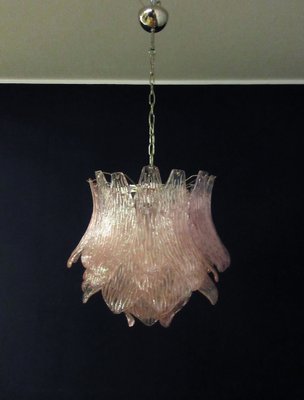 Vintage Italian Murano Glass Chandelier with 38 Pink Glasses-FHZ-953409