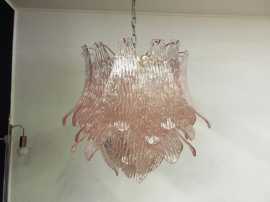 Vintage Italian Murano Glass Chandelier with 38 Pink Glasses-FHZ-953409