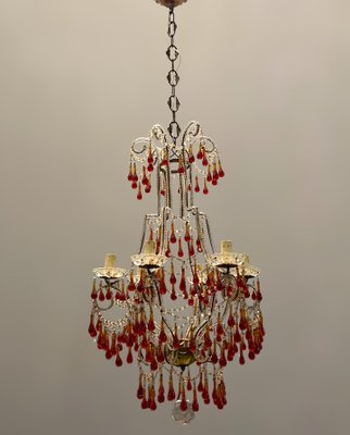 Vintage Italian Murano Glass Crystal Macaroni Beaded Chandelier, 1950s-JJC-1431944