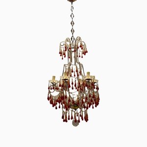 Vintage Italian Murano Glass Crystal Macaroni Beaded Chandelier, 1950s-JJC-1431944