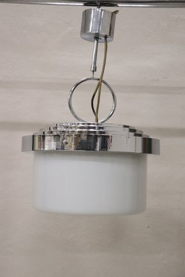 Vintage Italian Opal Glass & Chrome Ceiling Light, 1970s-DCO-1145918