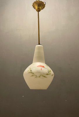 Vintage Italian Opaline Glass Pendant Light, 1950s-JJC-1383499