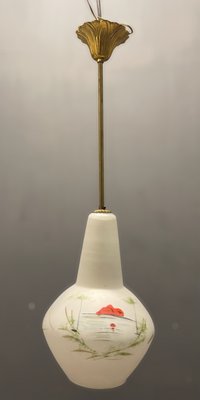 Vintage Italian Opaline Glass Pendant Light, 1950s-JJC-1383499