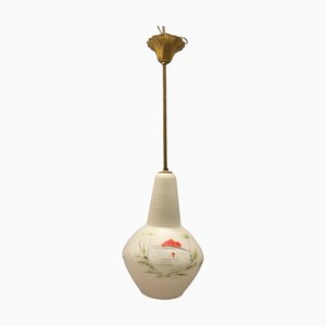 Vintage Italian Opaline Glass Pendant Light, 1950s-JJC-1383499