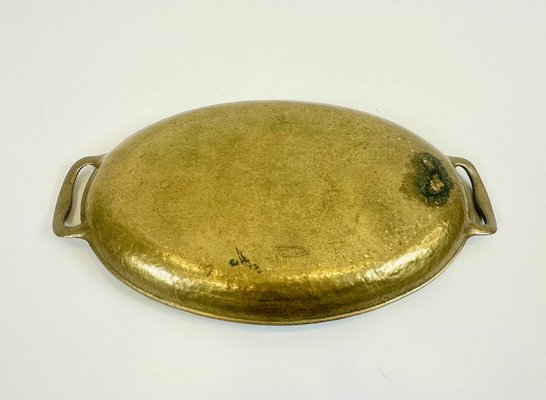 Vintage Italian Oval Brass Tray, 1960s-ZCY-2041388