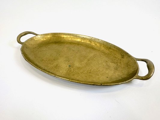 Vintage Italian Oval Brass Tray, 1960s-ZCY-2041388