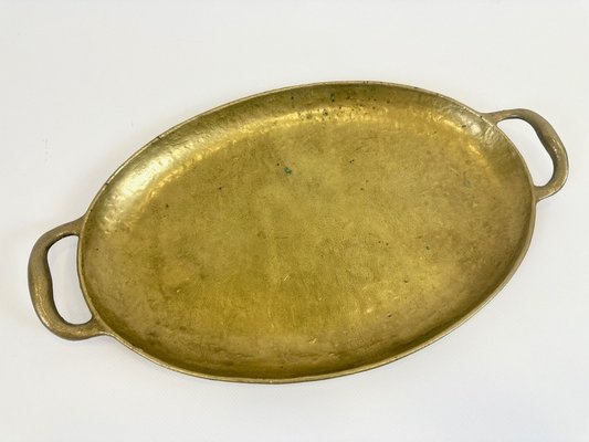 Vintage Italian Oval Brass Tray, 1960s-ZCY-2041388