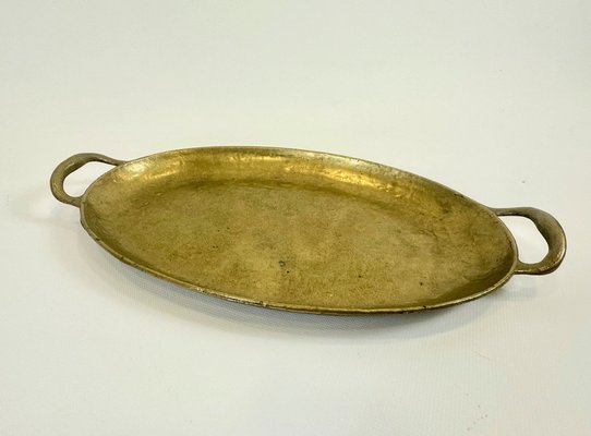 Vintage Italian Oval Brass Tray, 1960s-ZCY-2041388