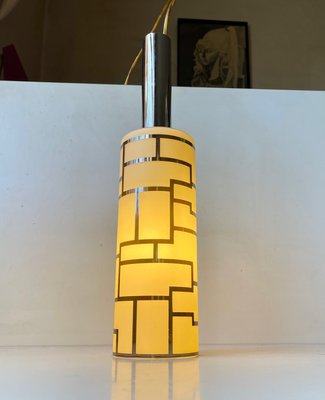 Vintage Italian Pendant Lamp in Glass and Chrome Plating, 1980s-LCR-1407546