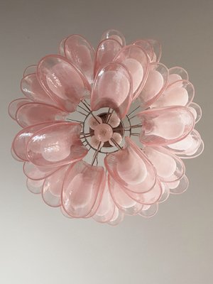 Vintage Italian Pink Murano Glass Chandelier from Mazzega, 1980s-FHZ-968724