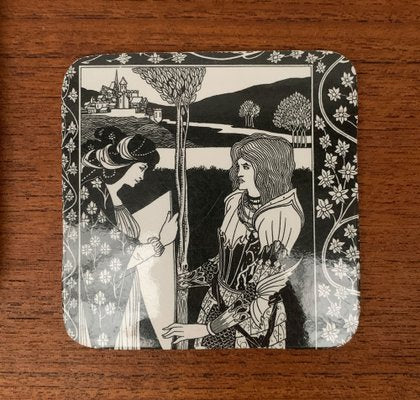 Vintage Italian Plastic Tray & Coasters with Aubrey Vincent Beardsley Designs from Mebel, Set of 7-UAH-1147176