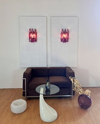 Vintage Italian Poliedri Amethyst Pulegoso Murano Glass Wall Sconces, 1990, Set of 2-FHZ-2021259