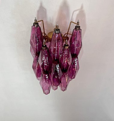 Vintage Italian Poliedri Amethyst Pulegoso Murano Glass Wall Sconces, 1990, Set of 2-FHZ-2021259