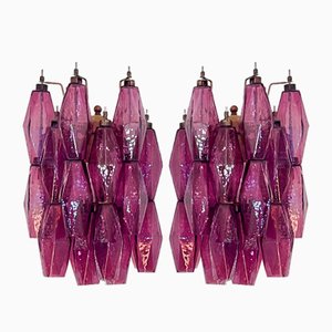 Vintage Italian Poliedri Amethyst Pulegoso Murano Glass Wall Sconces, 1990, Set of 2-FHZ-2021259