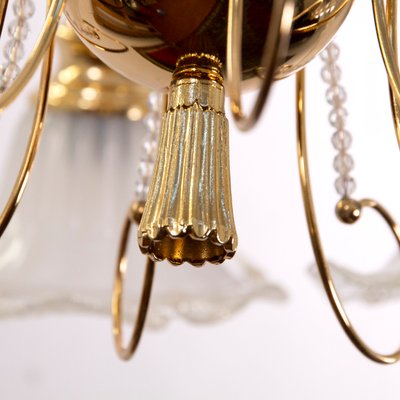 Vintage Italian Polished Gold Plated Brass Murano Glass and Swarovski Crystal Chandelier, 1960s-MPO-1078680