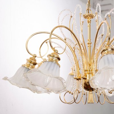 Vintage Italian Polished Gold Plated Brass Murano Glass and Swarovski Crystal Chandelier, 1960s-MPO-1078680