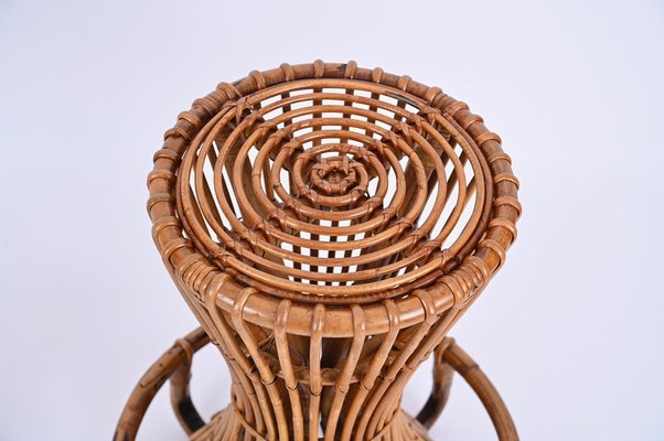 Vintage Italian Rattan and Bamboo Bar Stools by Tito Agnoli, 1950s, Set of 2-JDR-1723559