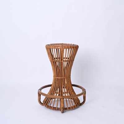 Vintage Italian Rattan and Bamboo Bar Stools by Tito Agnoli, 1950s, Set of 2-JDR-1723559