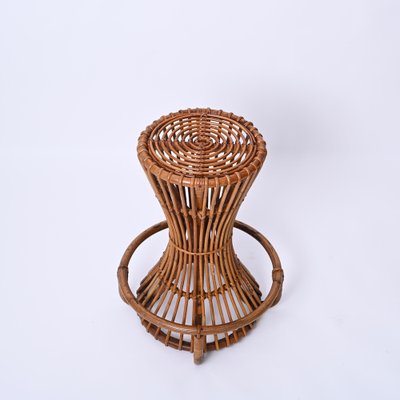 Vintage Italian Rattan and Bamboo Bar Stools by Tito Agnoli, 1950s, Set of 2-JDR-1723559