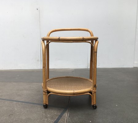 Vintage Italian Rattan & Bamboo Serving Trolley from Dal Vera-UAH-851085