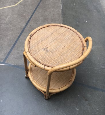 Vintage Italian Rattan & Bamboo Serving Trolley from Dal Vera-UAH-851085