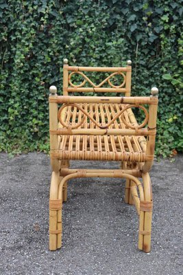 Vintage Italian Rattan Bench, 1960-KMQ-2040295