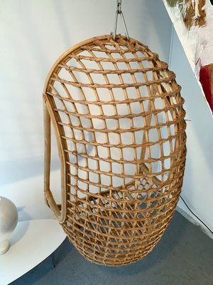 Vintage Italian Rattan Egg Lounge Chairs-FUE-686007