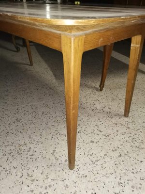 Vintage Italian Rectangular Dining Table with Oval Top, 1950s-RAQ-655162