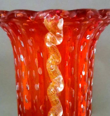 Vintage Italian Red Murano Glass Vase from Barovier & Toso, 1955-QRS-1750435