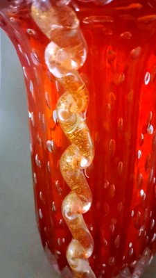 Vintage Italian Red Murano Glass Vase from Barovier & Toso, 1955-QRS-1750435