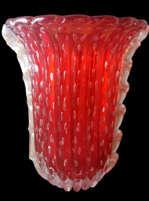 Vintage Italian Red Murano Glass Vase from Barovier & Toso, 1955-QRS-1750435