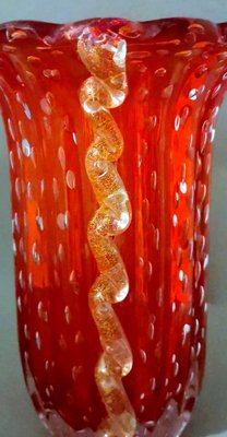 Vintage Italian Red Murano Glass Vase from Barovier & Toso, 1955-QRS-1750435