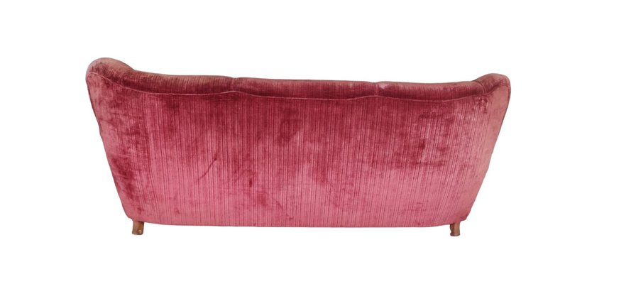 Vintage Italian Red Velvet Sofa, 1950s-INI-1777848