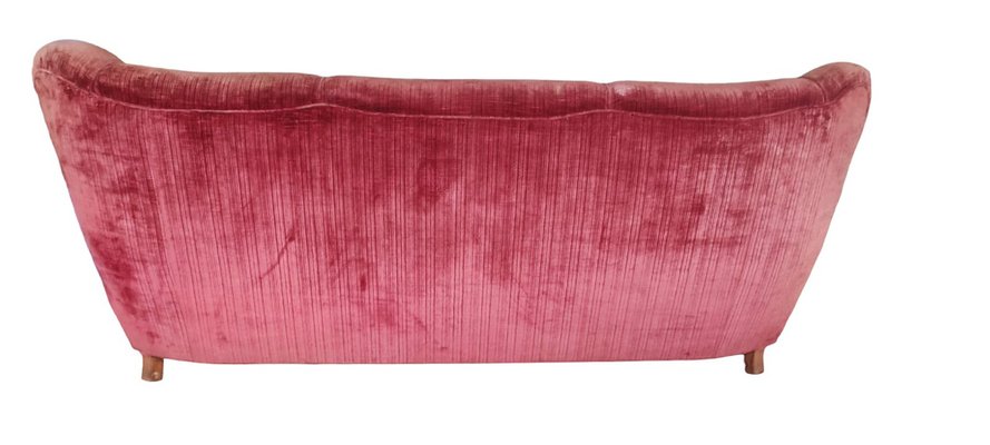 Vintage Italian Red Velvet Sofa, 1950s-INI-1777848