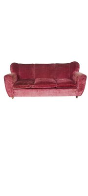 Vintage Italian Red Velvet Sofa, 1950s-INI-1777848