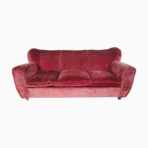 Vintage Italian Red Velvet Sofa, 1950s-INI-1777848