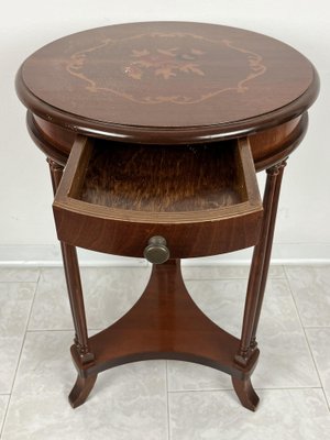 Vintage Italian Round Table with Drawer, 1980s-YST-1801213