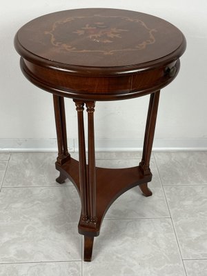 Vintage Italian Round Table with Drawer, 1980s-YST-1801213