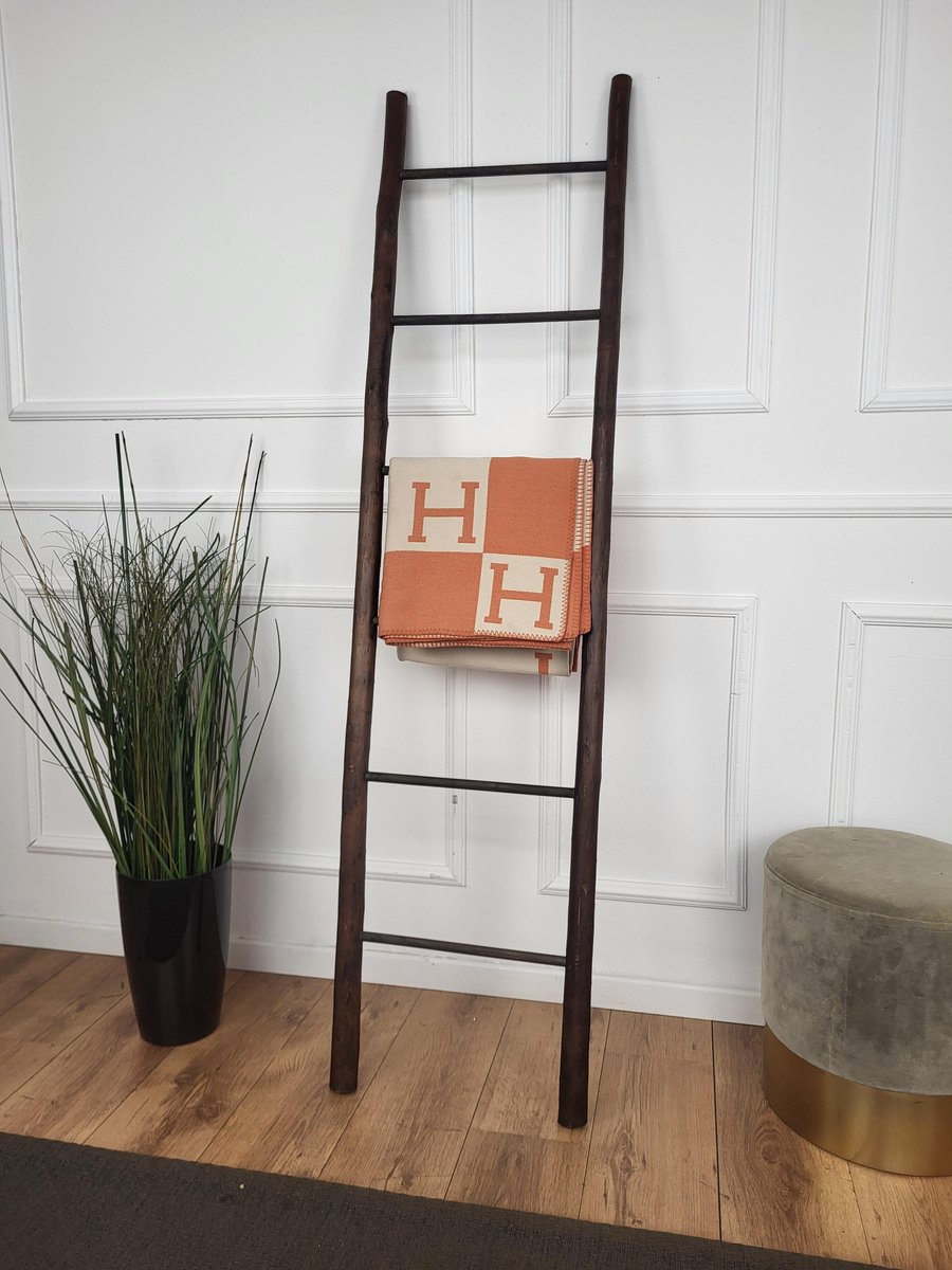 Vintage Italian Rustic Wooden Ladder Stair Step, 1980s