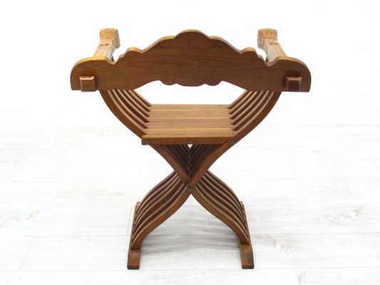 Vintage Italian Savonarola Chair in Walnut, 1970s-WVA-1447201