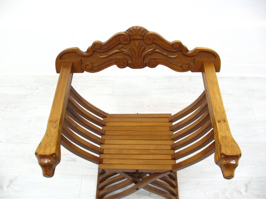 Vintage Italian Savonarola Chair in Walnut, 1970s-WVA-1447201