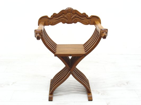 Vintage Italian Savonarola Chair in Walnut, 1970s-WVA-1447201